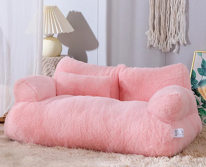 LEZIZI Cat Sofa Plush Crystal Velvet with Cuddle Pillow