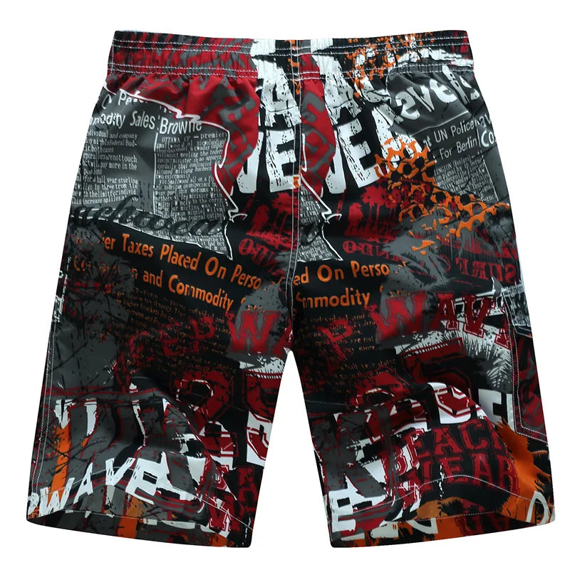 Men's Quick Dry Print Swim Trunks for Summer Beach Wear