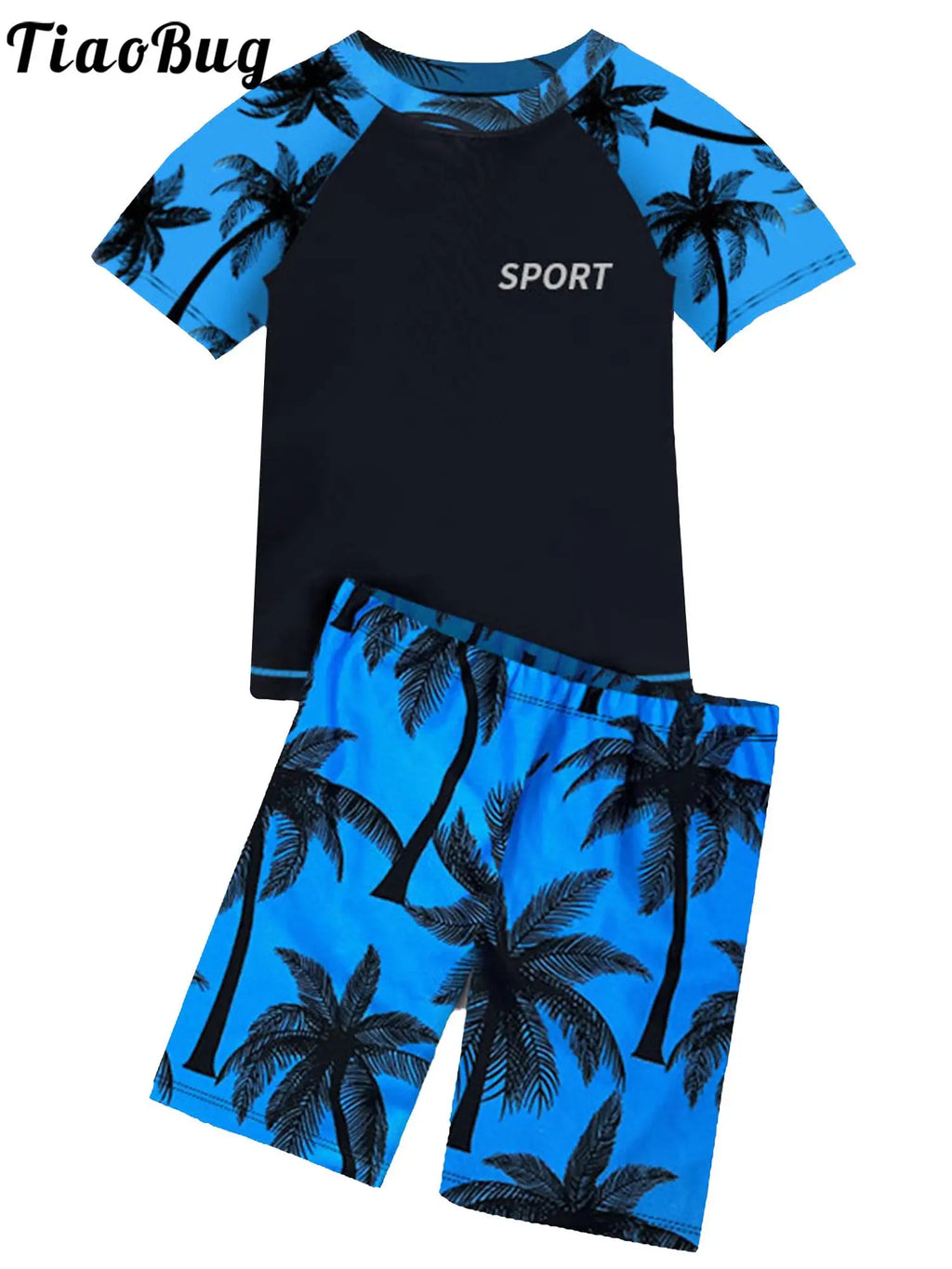 Boys 2 Piece Rash Guard Swim Set with Shorts for Summer