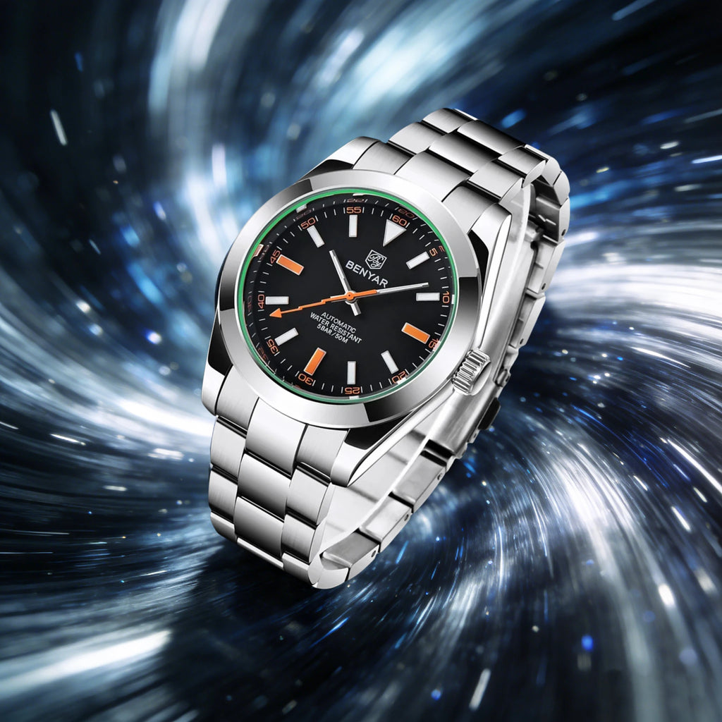 Benyar 41mm Men's Automatic Mechanical Watch Stainless Steel