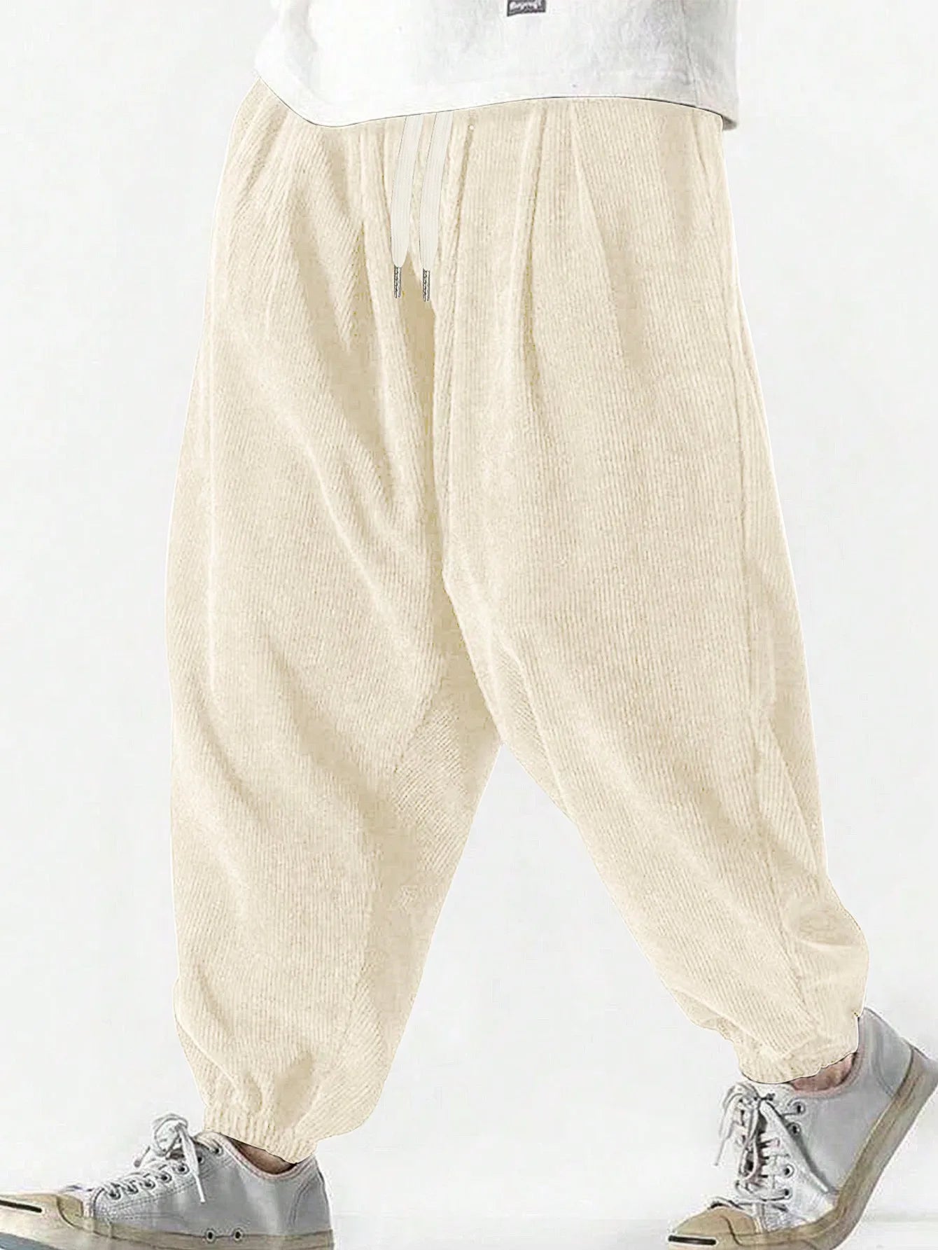 CHUJIE Spring and Autumn Men's Corduroy Pants Solid Color Casual Sports Breathable Short Pants Sports Pants Men's Style