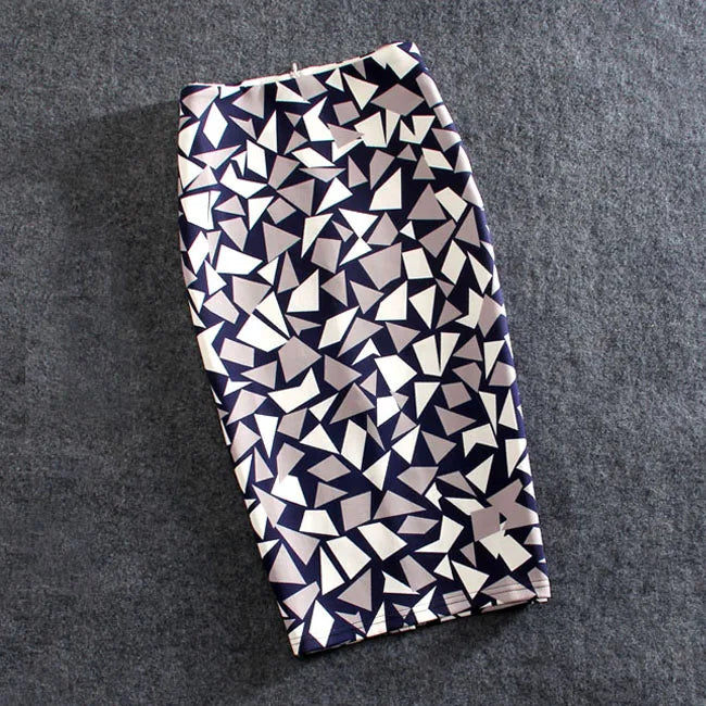 Casual Print Pencil Skirt for Women in Cotton and Polyester
