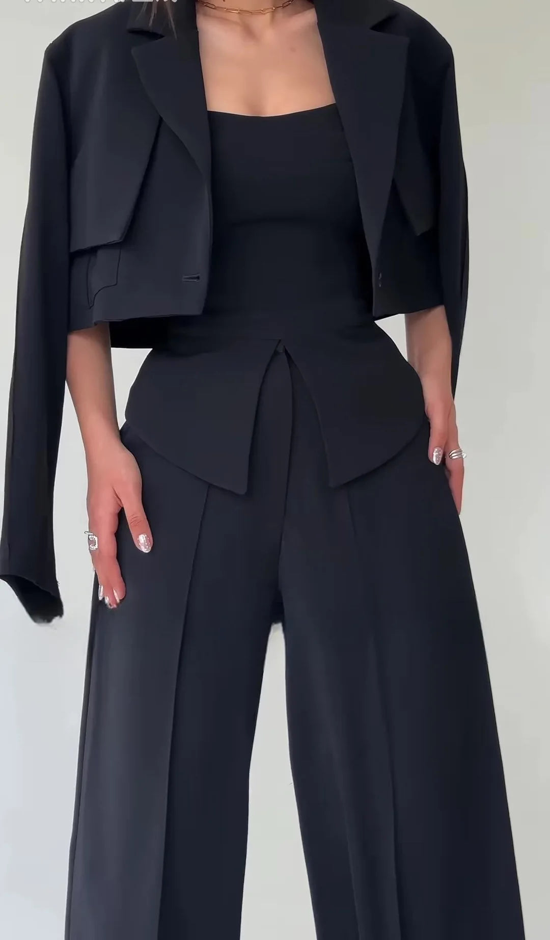 Chic Polyester 3 Piece Pant Set with Blazer for Women