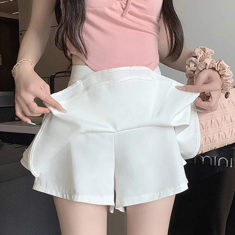 Stylish Short White A-Line Skirt for Women in Polyester