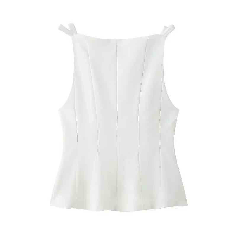 Black Off Shoulder Bow Tank Top for Women