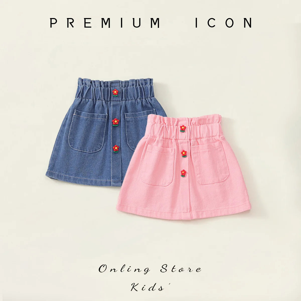 Girls' High Waisted Denim Midi Skirt for Summer 2025