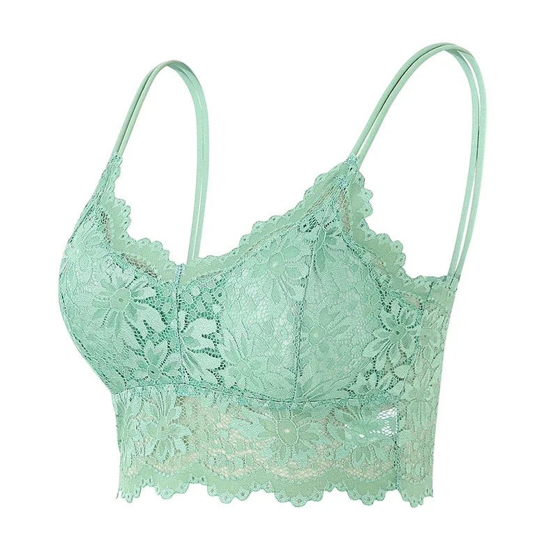 Lace Wireless Bralette for Women - Comfortable Solid Color Design