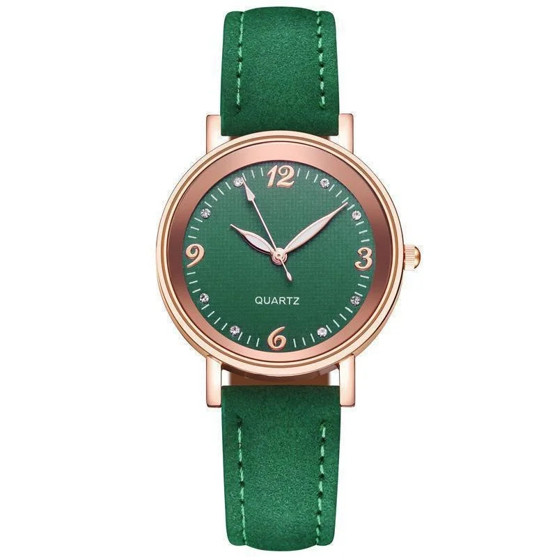Elegant Women's Quartz Watch with Leather Band and Luminous Dial
