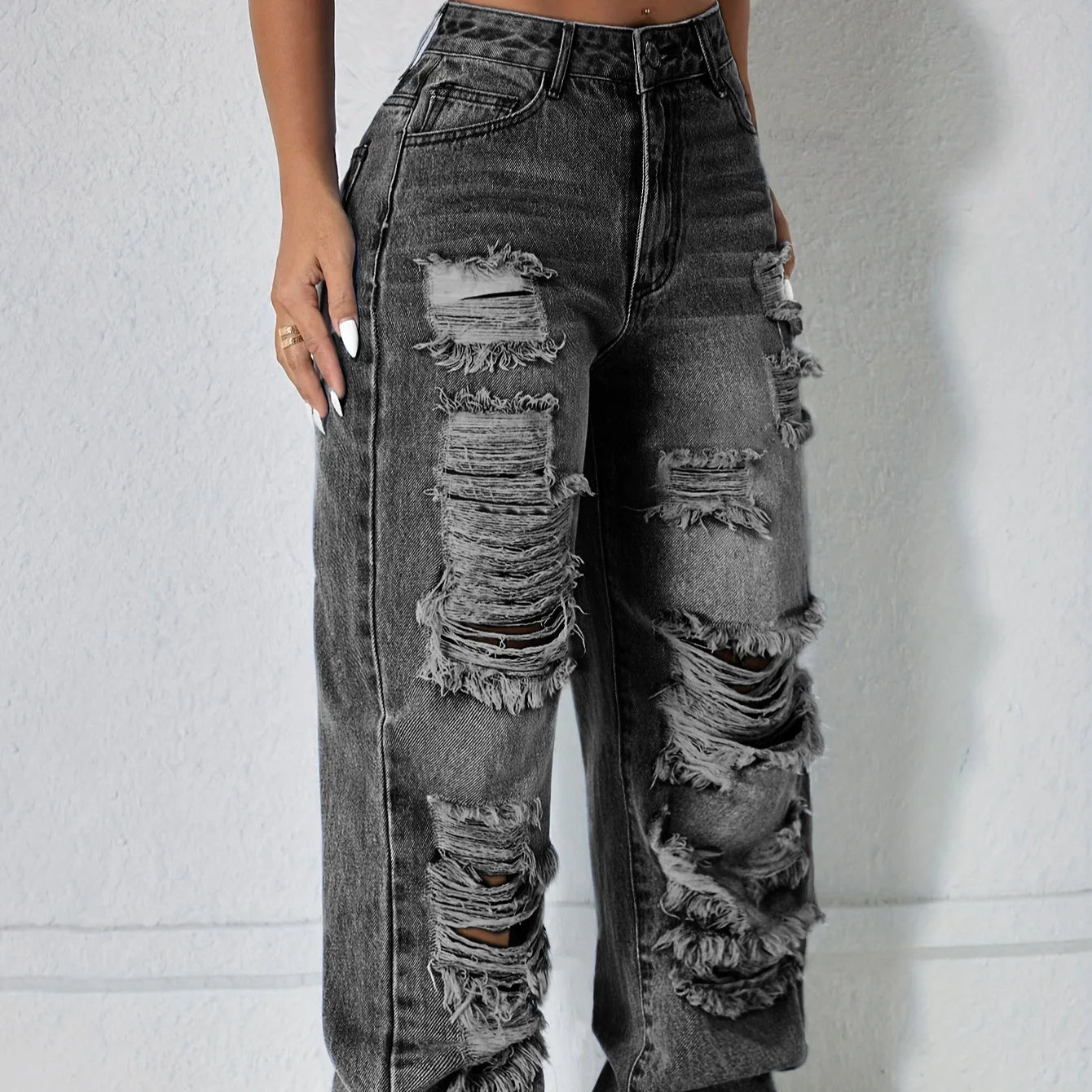 High Waist Wide Leg Denim Pants for Women Casual Summer