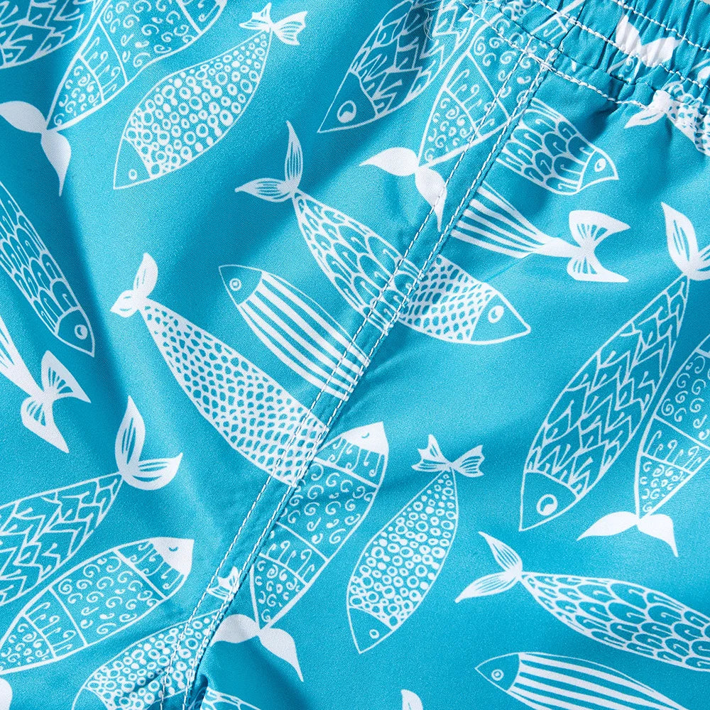 Boys Swimming Shorts Tree Print Quickdry Summer Beachwear