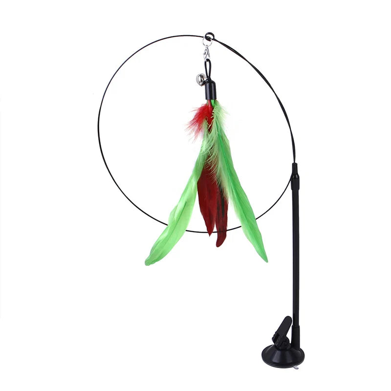 Interactive Cat Teaser Stick with Suction Cup and Removable Design
