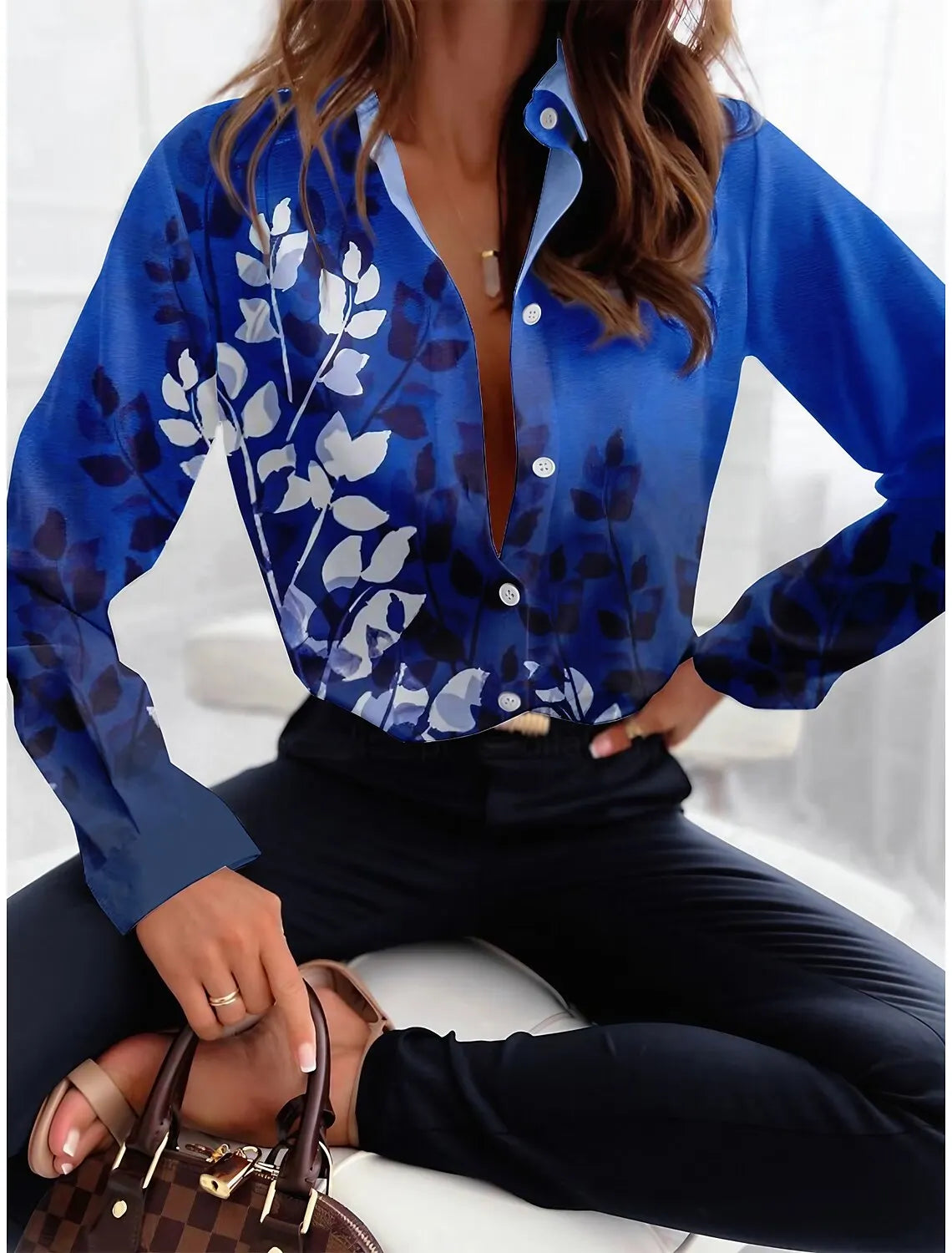 Women's Floral Printed Office Shirt for Autumn 2024