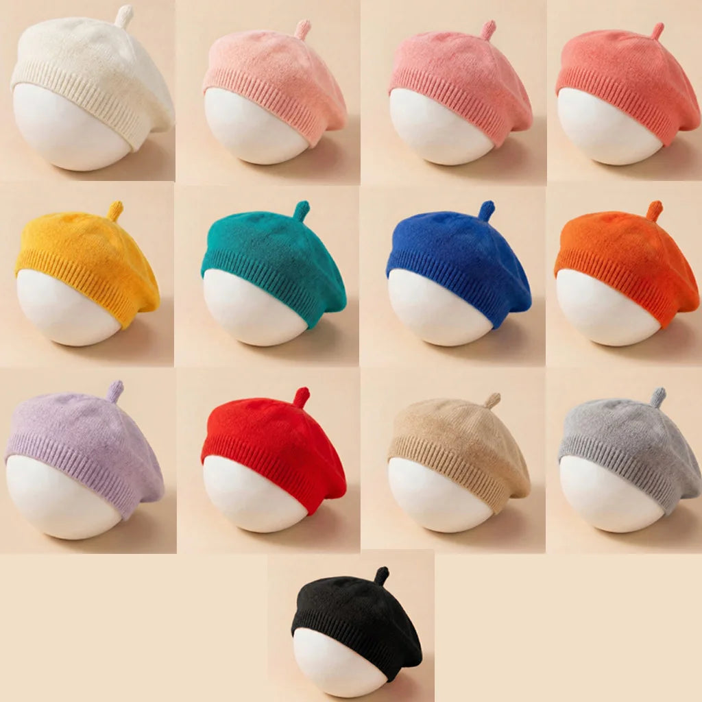 Solid Color Baby Beret Hat for Spring Infant Protection