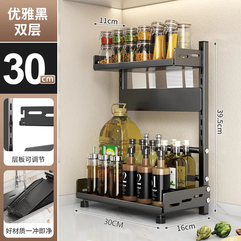 Adjustable Kitchen Countertop Organizer Rack in Steel
