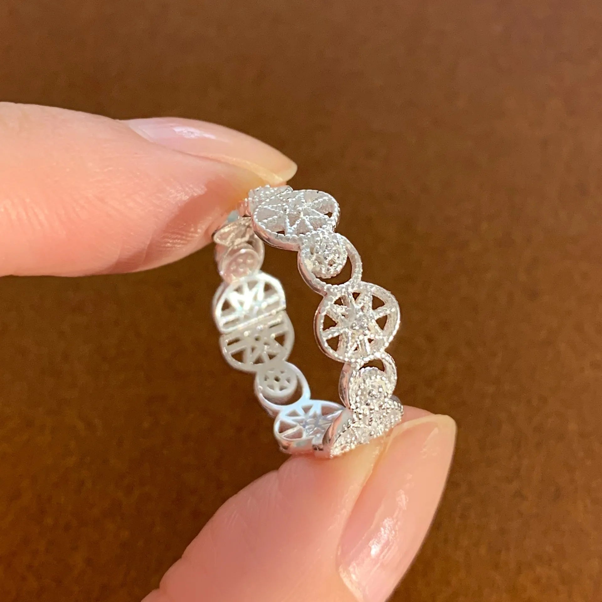 Geometric 925 Sterling Silver Rings for Women Adjustable CZ