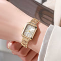 Luxury Gold Plated Quartz Watch for Women with Stainless Steel Band