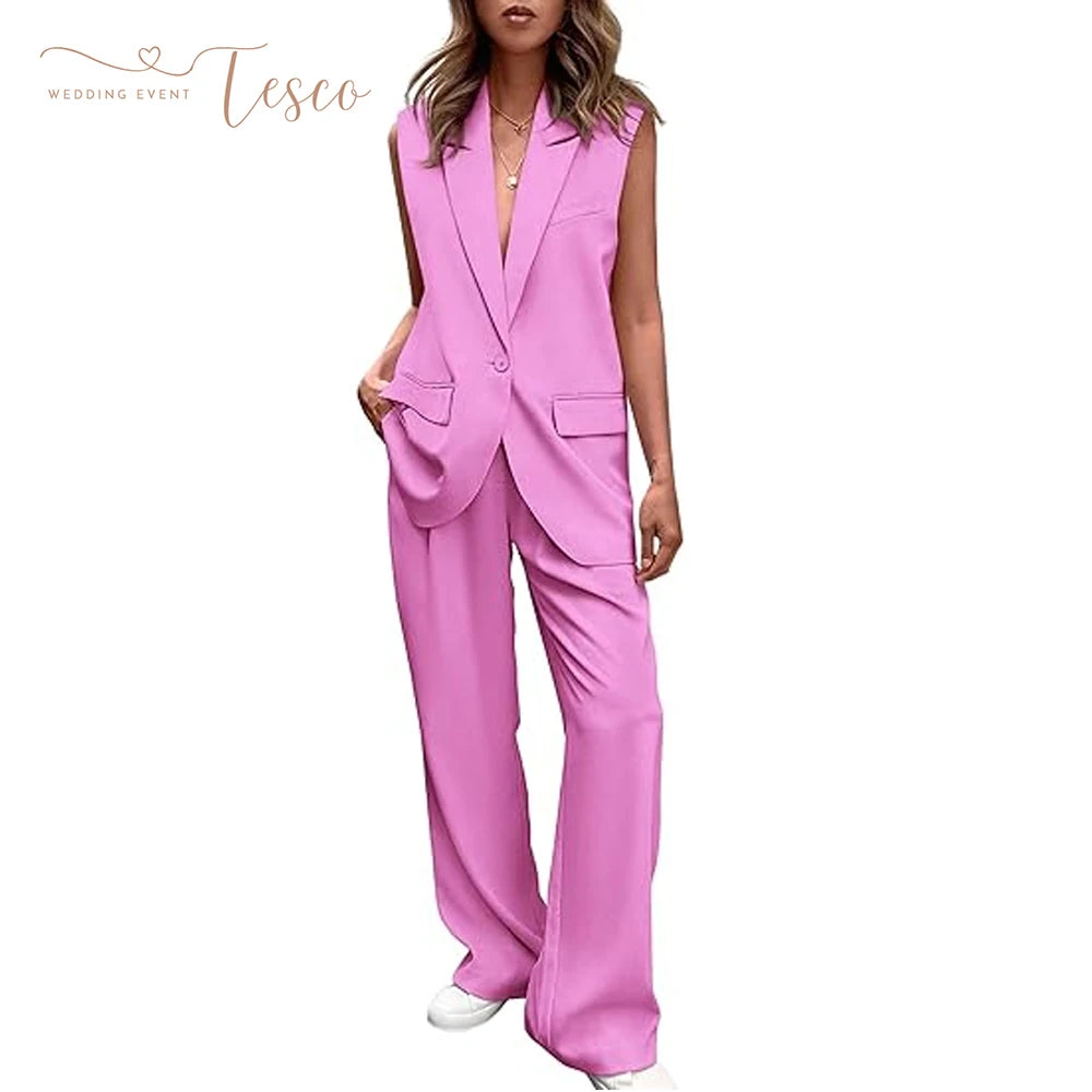 Burgundy Women's 2 Piece Sleeveless Suit Vest by MALEY LifeStyle