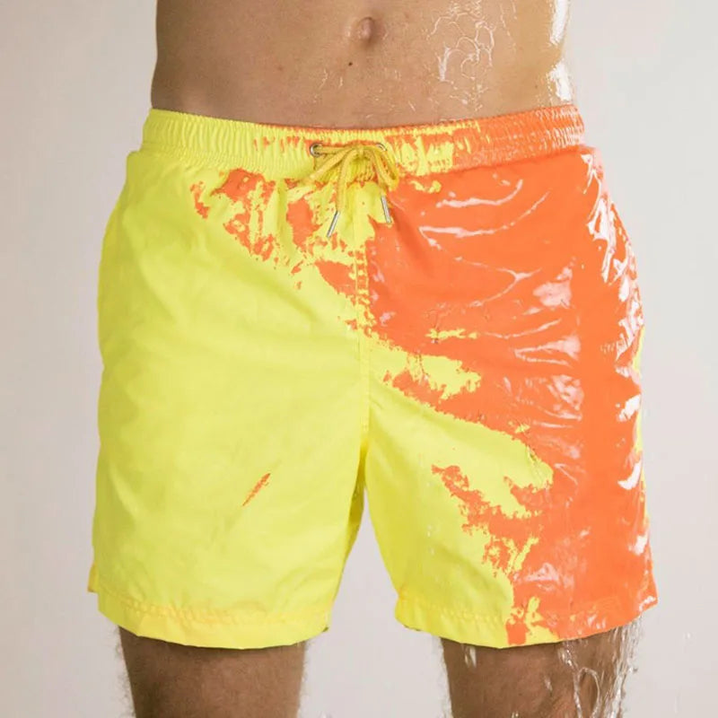 BeckyWalk Mens Color-Changing Swim Trunks Quick Dry Board Shorts