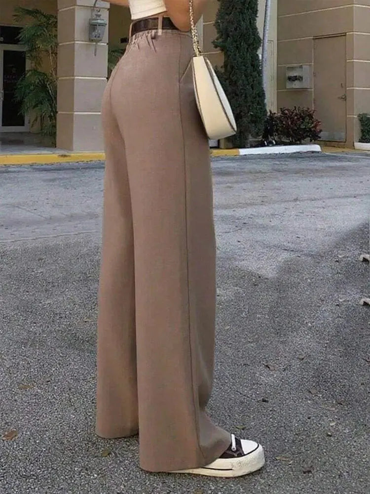 Elegant High Waist Pleated Wide Leg Pants for Women