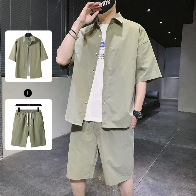 Men's Black Tracksuit Two-Piece Set for Summer Shopping