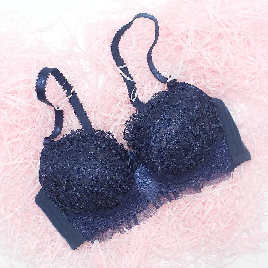 Push Up Lace Bra for Women with Back Closure and Underwire