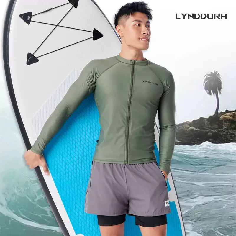 New Men Swimming T-shirt Swimsuit Beach UV Protection Rash Guard Diving Swimwear Long Sleeve Surfing Suit Surf Clothes Rashguard