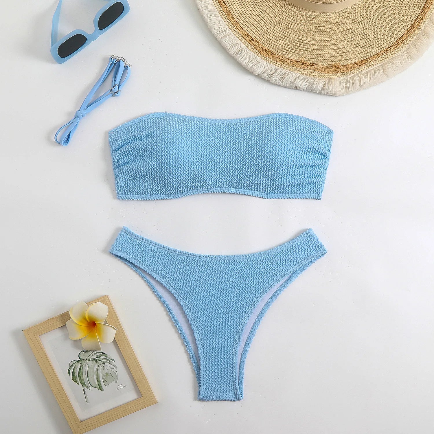 RUAON Women's Summer Bikini Set with Bandeau Neckline