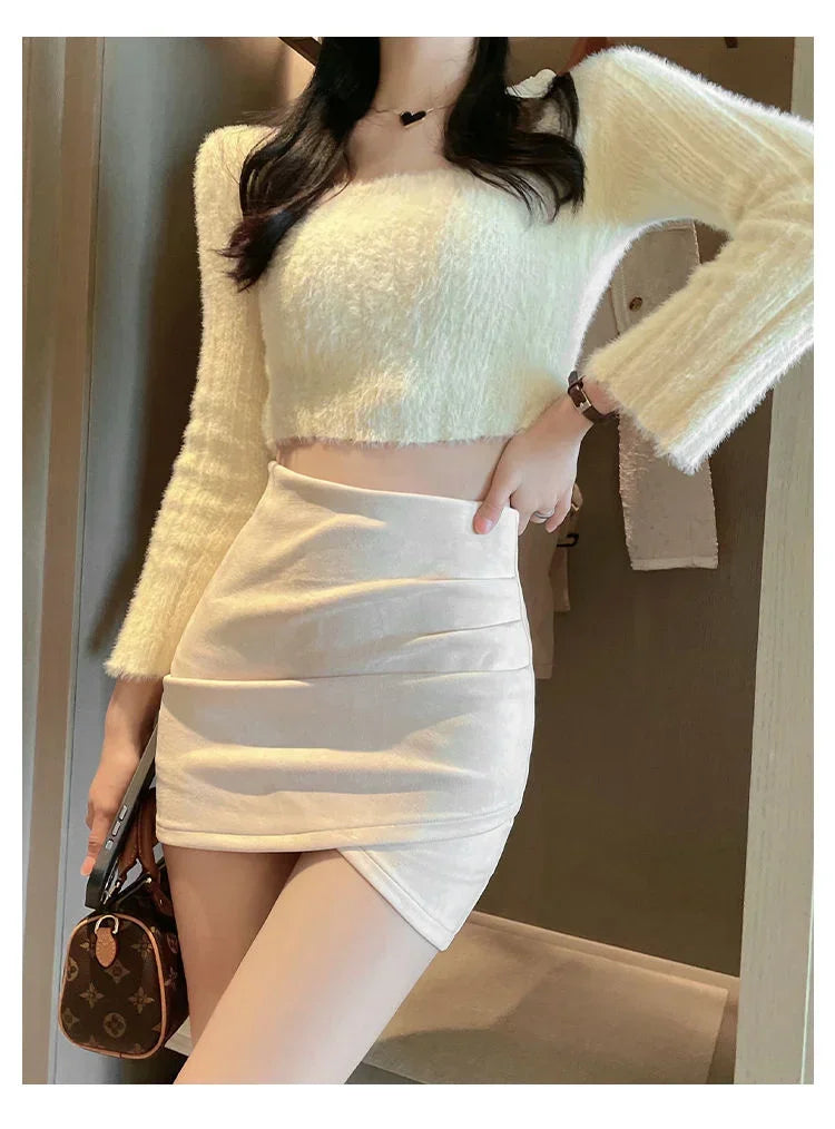 Korean Style Irregular Pleated Mini Skirt for Women