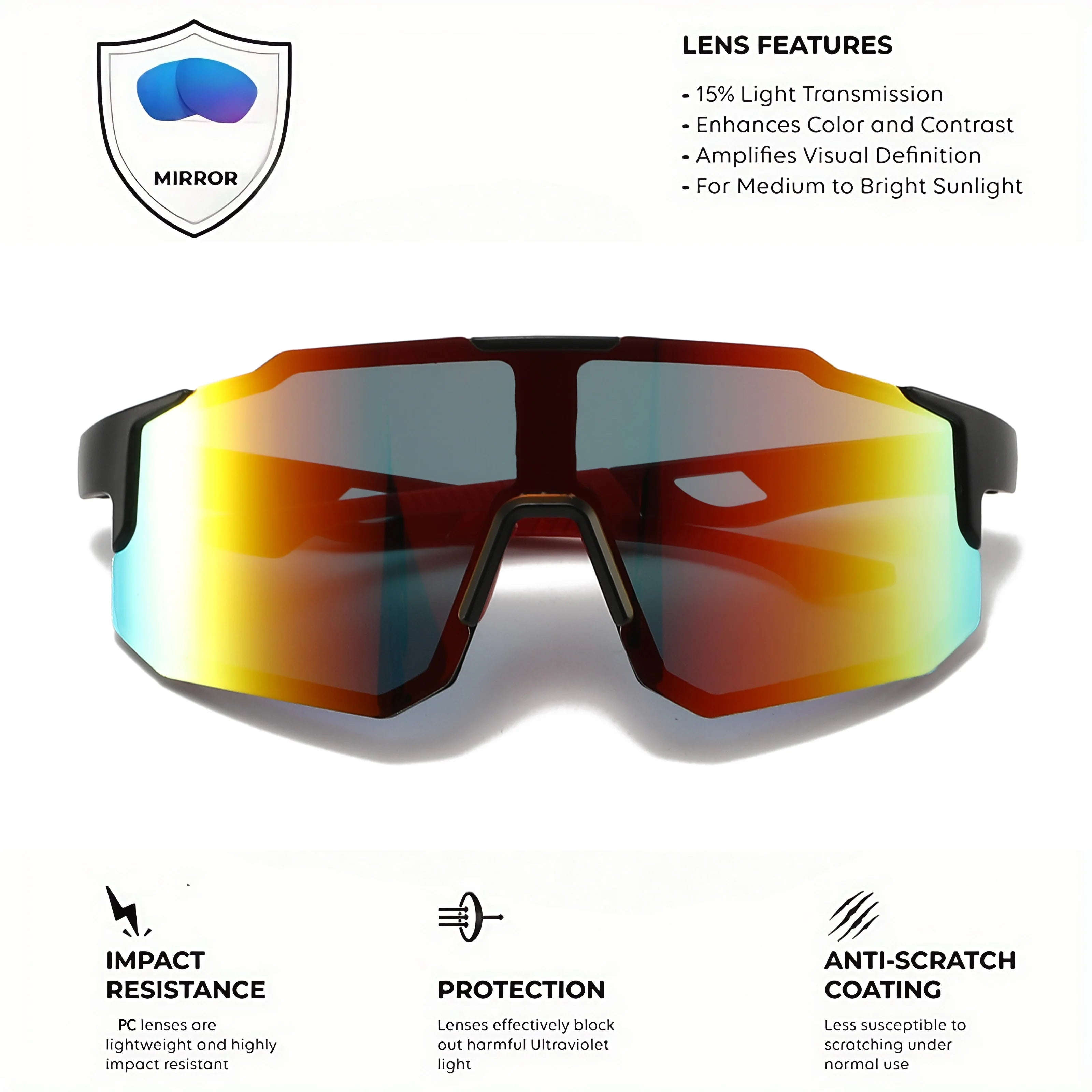 Colorful Oversized Sports Sunglasses for Outdoor Activities