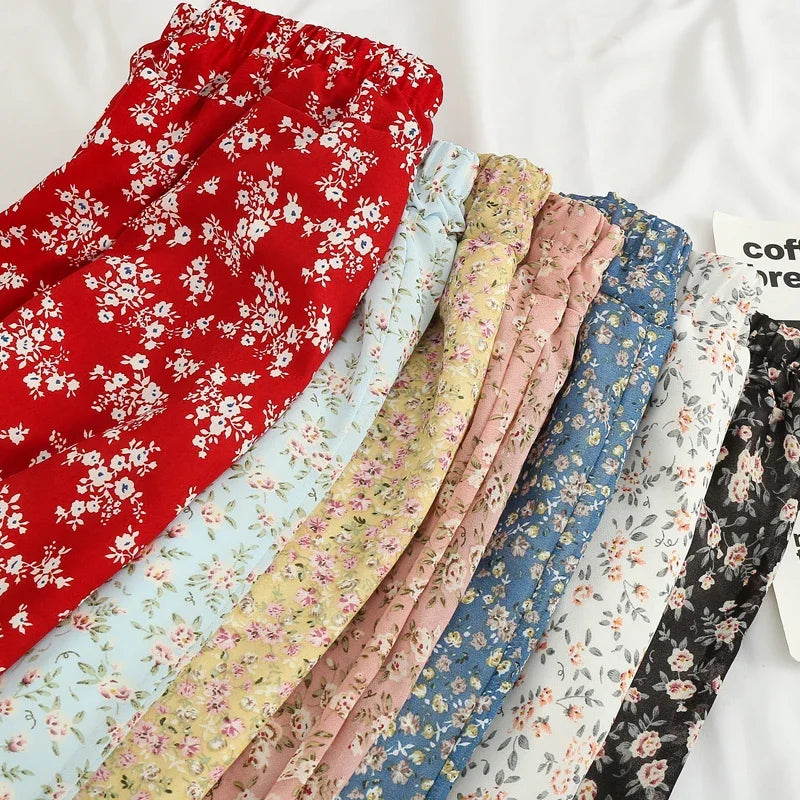 Floral Chiffon Skirt for Women - High-Waisted Beach Style