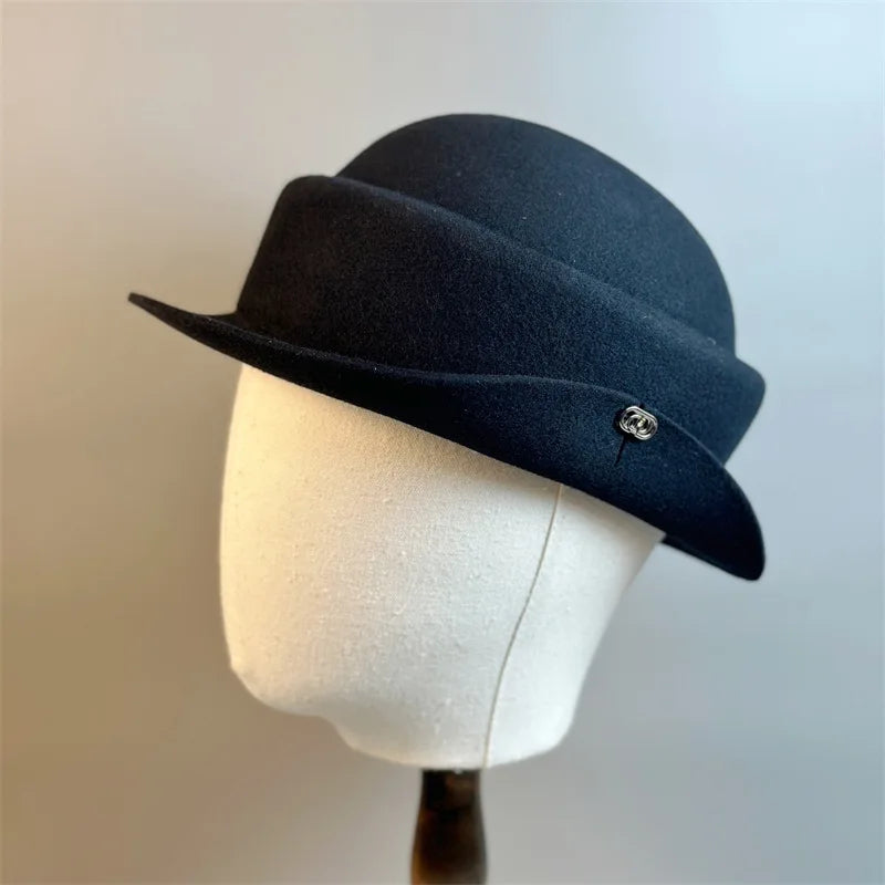 Elegant Wool Fedora Hat for Women in Retro Style