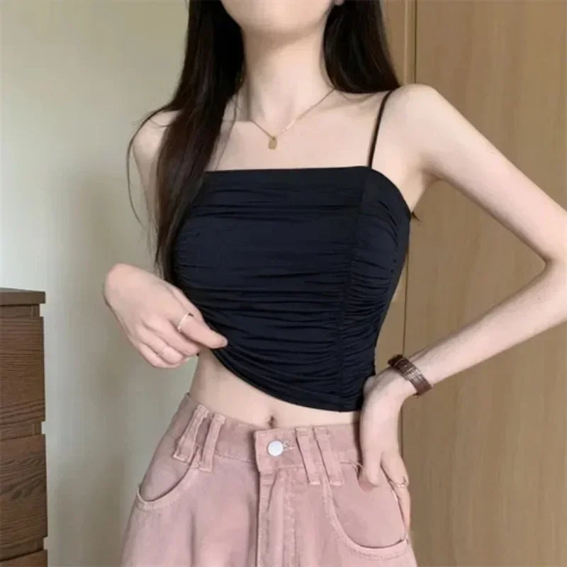 Elegant Women White Camisole Tube Top with Suspenders