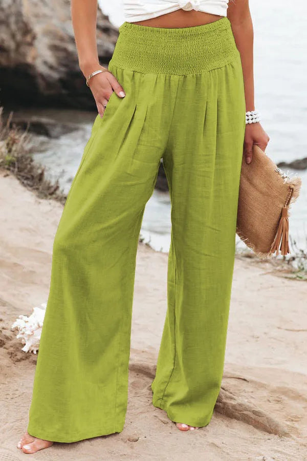 Women's Wide Leg Beach Pants with Drawstring for Summer