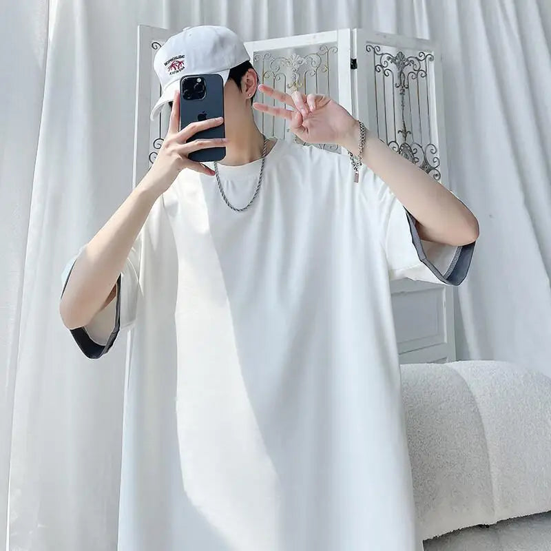 Men's Summer Solid Color 2-Piece T-Shirt and Shorts Set Casual Wear