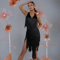 Elegant Black Backless Fringe Dress for Latin Dance Competitions