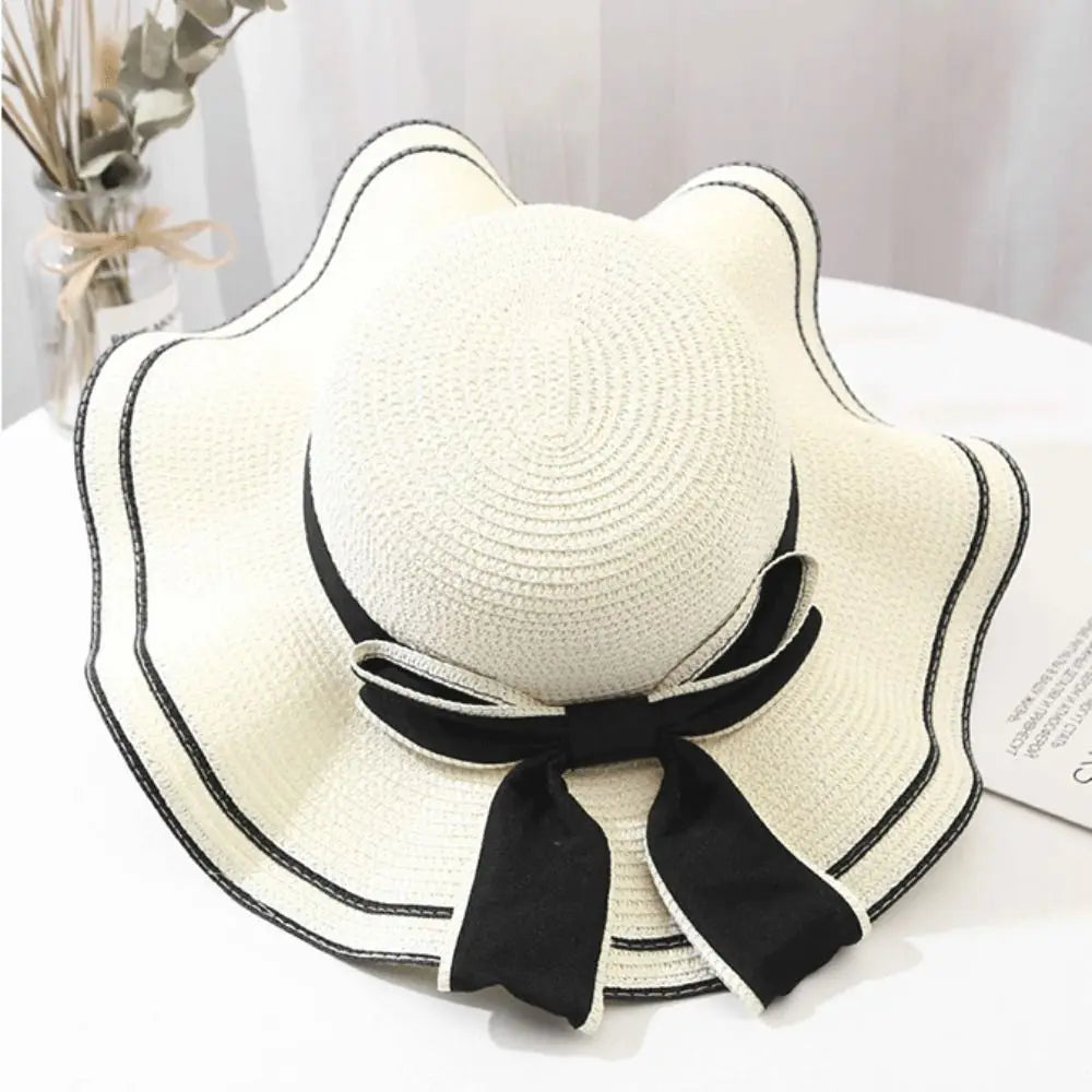 Women’s Casual Straw Sun Hat with Bowknot for Summer