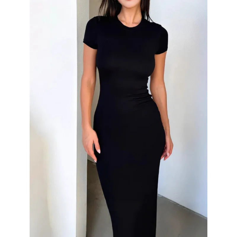 Elegant Floor-Length Women's Dress in Polyester Blend