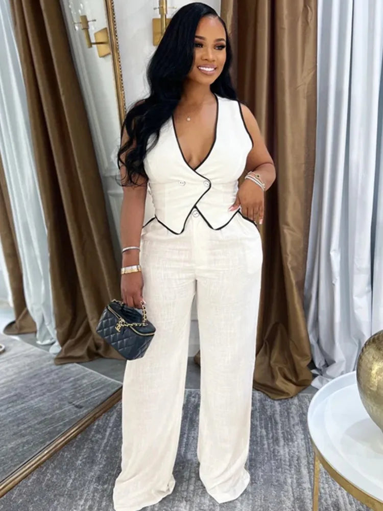 Elegant Black Two Piece Women Set for Summer 2025