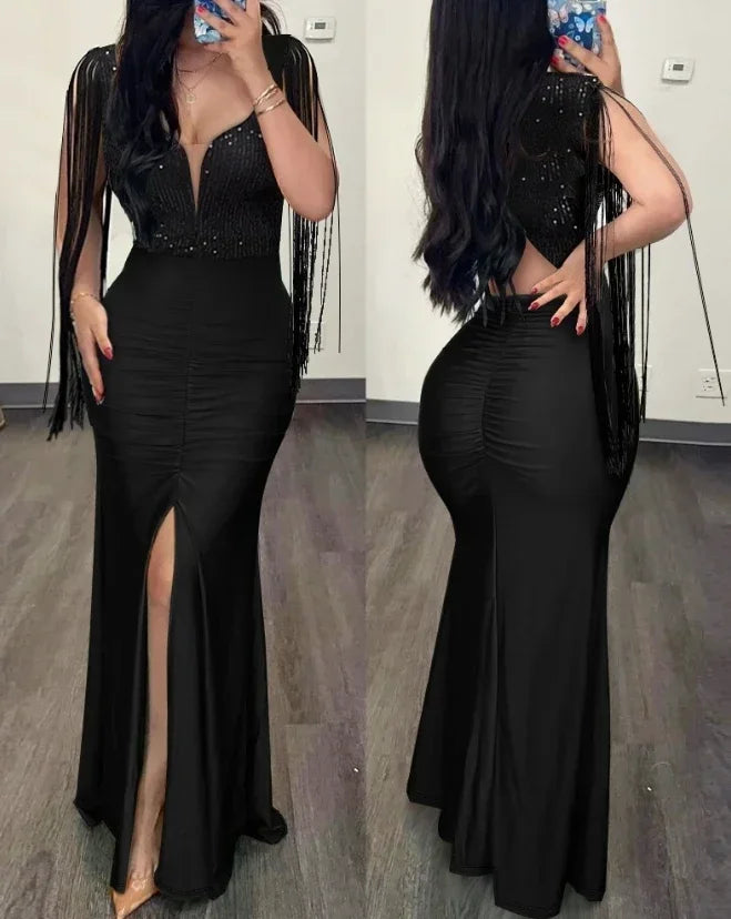 Glamorous Bodycon Evening Dress for Women in Polyester