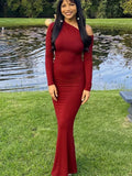 Elegant One-Shoulder Red Knitted Dress for Women