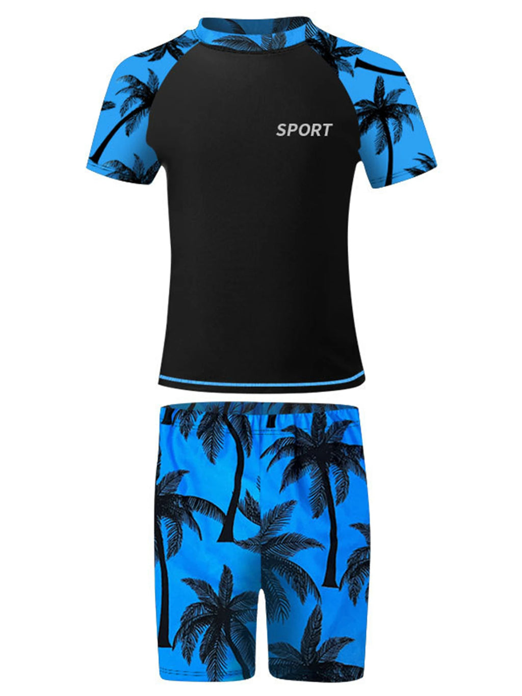 Boys 2 Piece Rash Guard Swim Set with Shorts for Summer