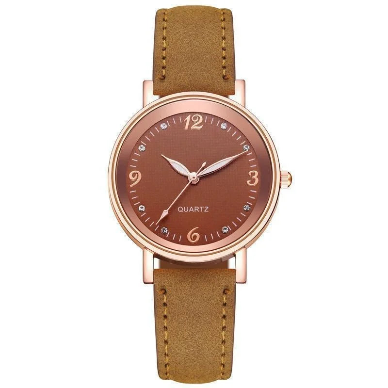 Elegant Women's Quartz Watch with Leather Band and Luminous Dial