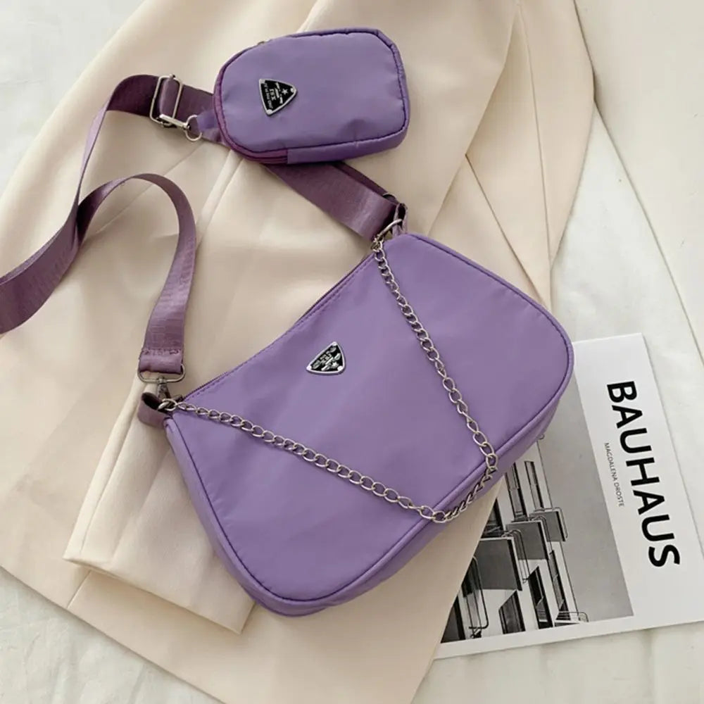 Nylon Handbag Set for Women - Casual Crossbody and Shoulder Bags