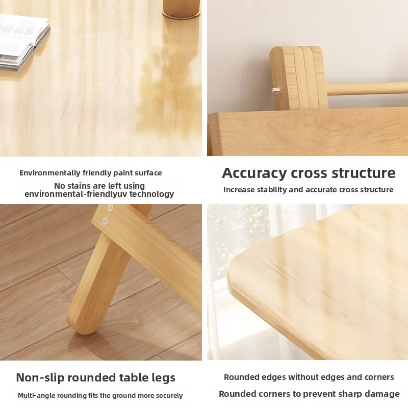 Solid Wood Foldable Dining Table for Small Spaces
