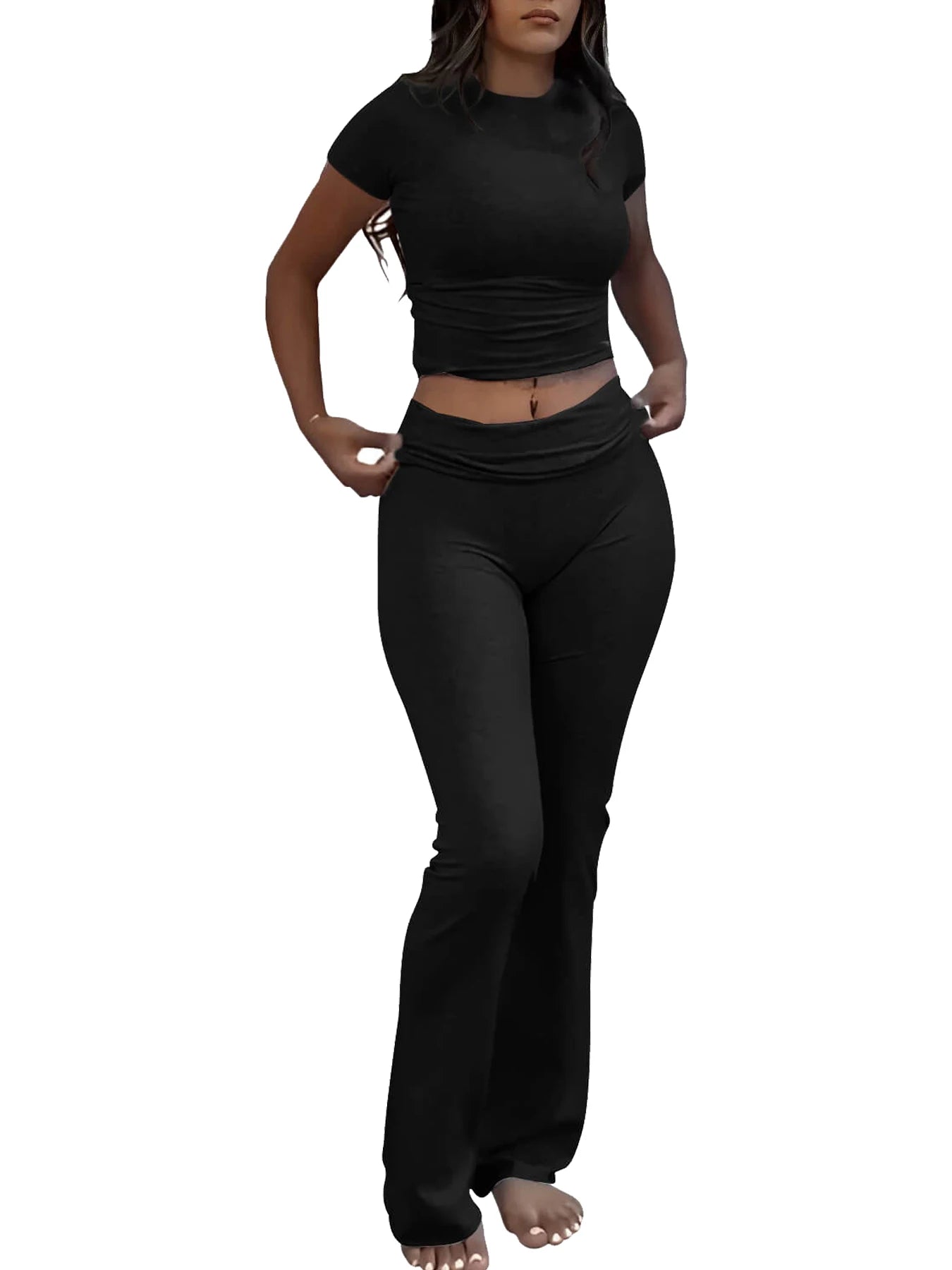 High Waist Flare Pants Tracksuit Set for Women by charnisha