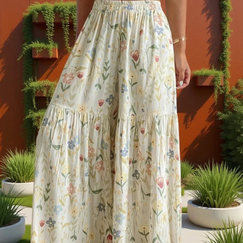 High Waist Floral Wide Leg Pants for Women by sellysea