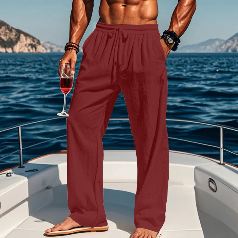 Men's 16-Color Breathable Linen Yoga Pants Loose Casual Sportswear for Spring/Summer 2025 European And American Style