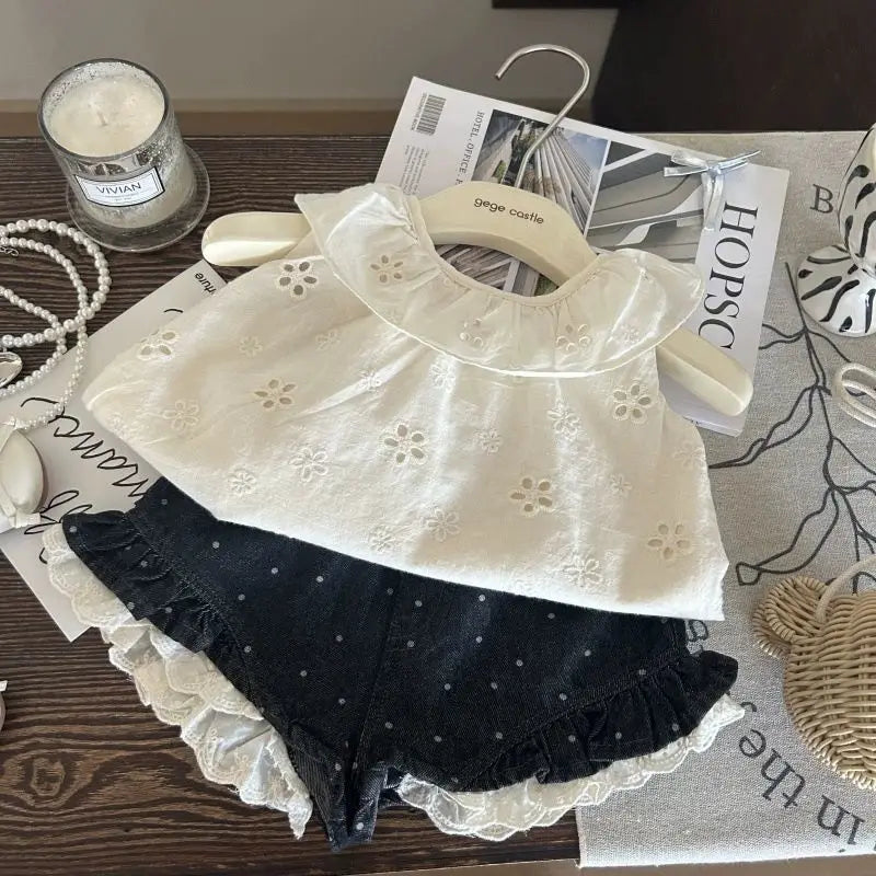 Girls' Stylish Tank Top and Cowboy Shorts Summer Set