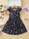 Girls' Luminous A-Line Dress for Parties and Summer Wear
