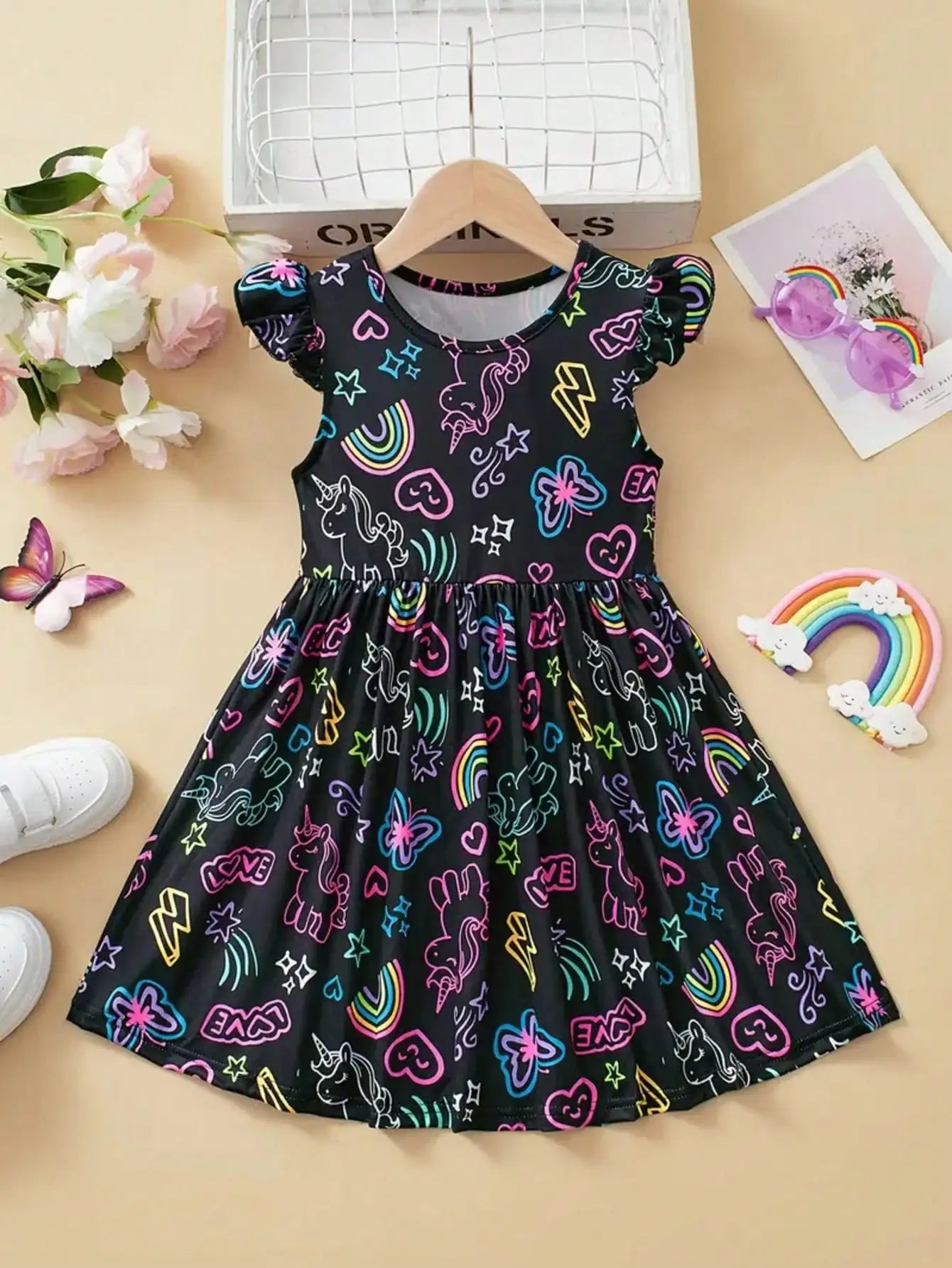 Girls' Luminous A-Line Dress for Parties and Summer Wear